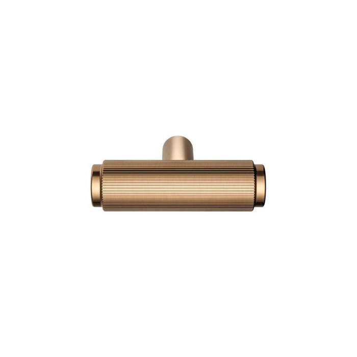 Meir Öppen T-Pull Cabinet Handle (Linear Knurled) - Lustre Bronze-blue-leaf-bathware