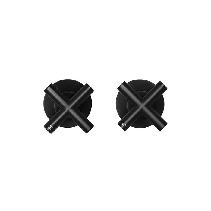 Meir Round Cross Handle Jumper Valve Wall Top Assemblies - Matte Black-blue-leaf-bathware