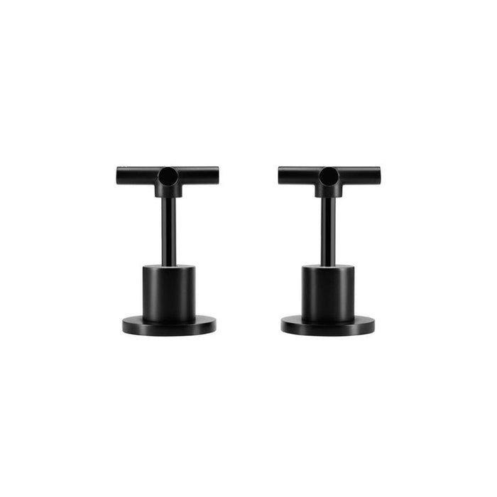 Meir Round Cross Handle Jumper Valve Wall Top Assemblies - Matte Black-blue-leaf-bathware
