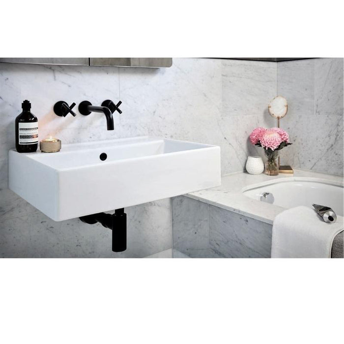 Meir Round Cross Handle Jumper Valve Wall Top Assemblies - Matte Black-blue-leaf-bathware