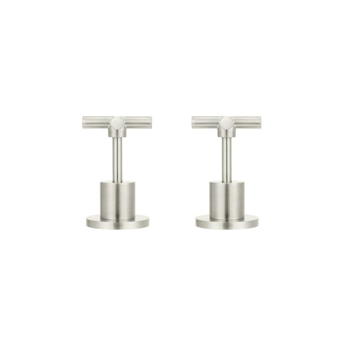 Meir Round Cross Handle Jumper Valve Wall Top Assemblies - PVD Brushed Nickel-blue-leaf-bathware