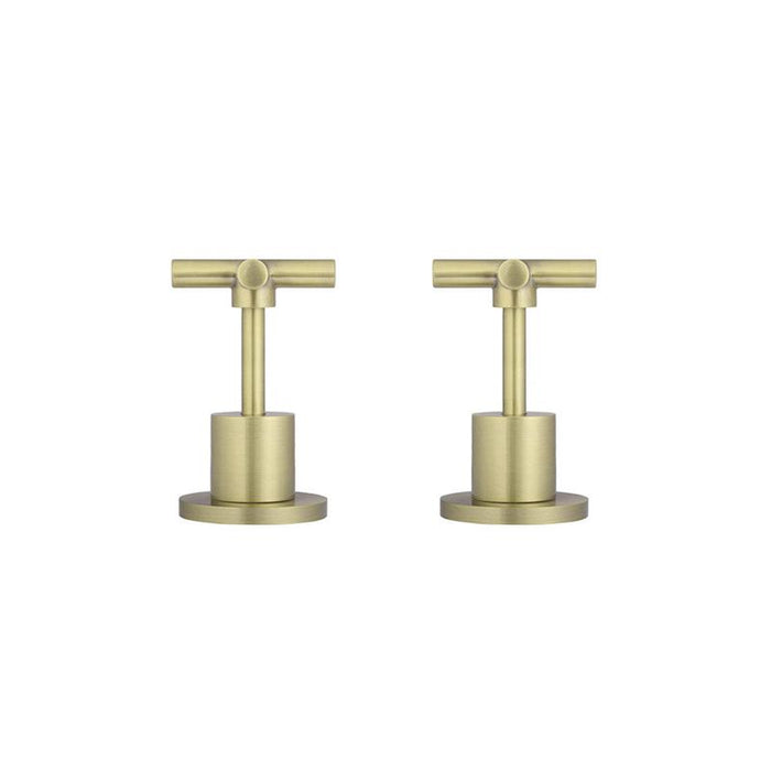 Meir Round Cross Handle Jumper Valve Wall Top Assemblies - PVD Tiger Bronze-blue-leaf-bathware