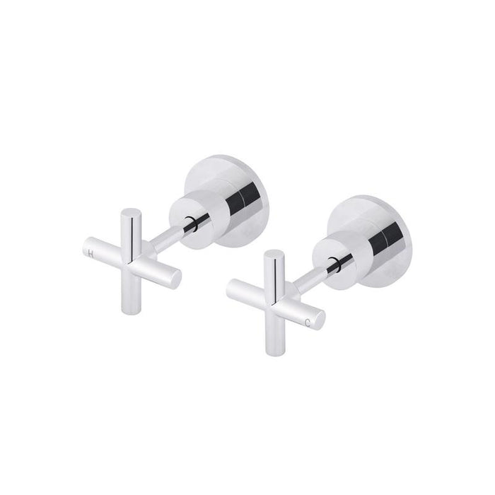 Meir Round Cross Handle Jumper Valve Wall Top Assemblies - Polished Chrome-blue-leaf-bathware