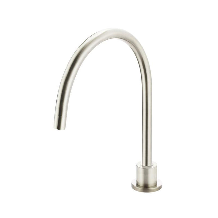 Meir Round Gooseneck High-Rise Swivel Hob Spout - PVD Brushed Nickel-blue-leaf-bathware