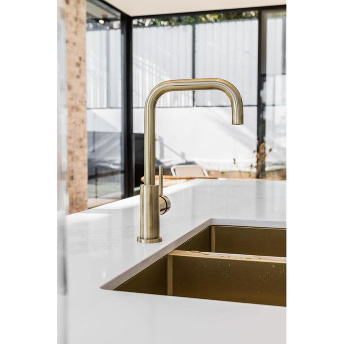Meir Round Kitchen Mixer Tap - PVD Tiger Bronze-blue-leaf-bathware