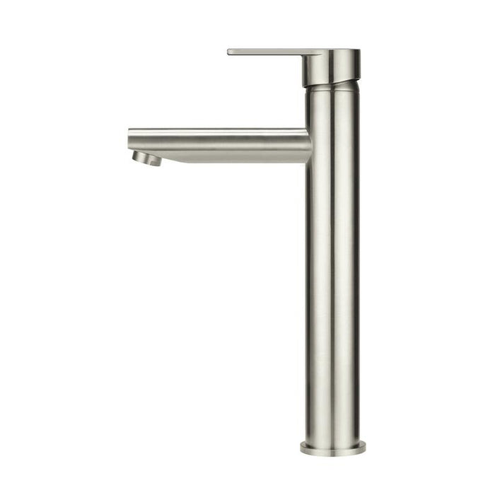Meir Round Paddle Tall Basin Mixer - PVD Brushed Nickel-blue-leaf-bathware