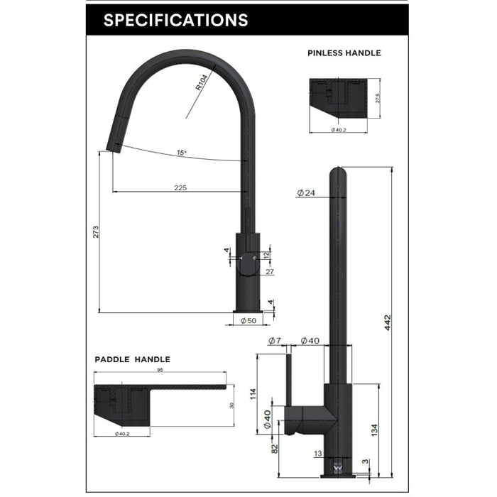 Meir Round Pinless Piccola Pull Out Kitchen Mixer Tap - Lustre Bronze-blue-leaf-bathware
