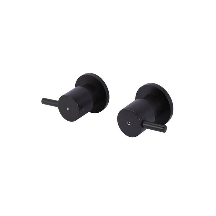 Meir Round Quarter Turn Wall Top Assemblies - Matte Black-blue-leaf-bathware