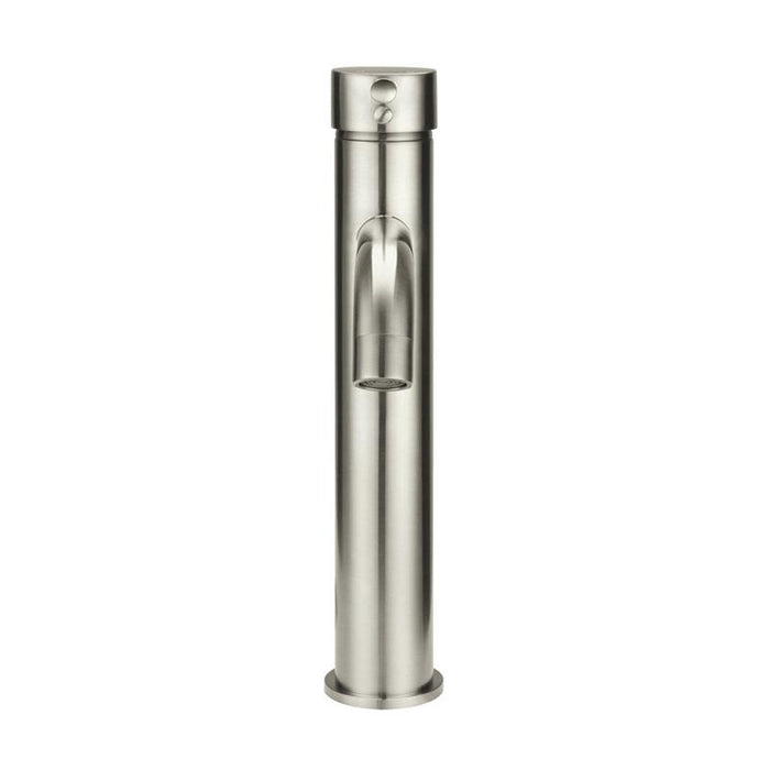 Meir Round Tall Curved Basin Mixer - PVD Brushed Nickel-blue-leaf-bathware