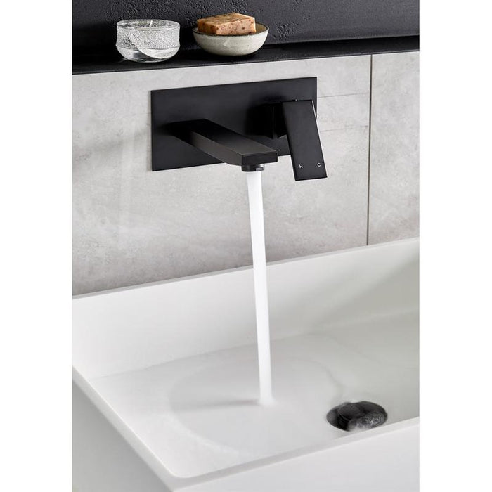 Meir Square Wall Basin Mixer and Spout - Matte Black-blue-leaf-bathware