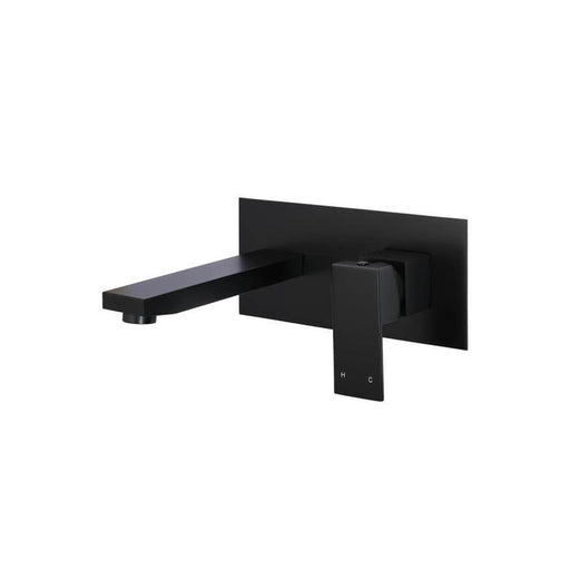 Meir Square Wall Basin Mixer and Spout - Matte Black-blue-leaf-bathware