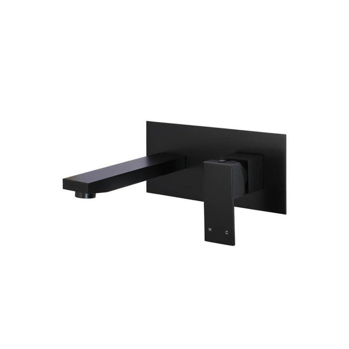 Meir Square Wall Basin Mixer and Spout - Matte Black-blue-leaf-bathware