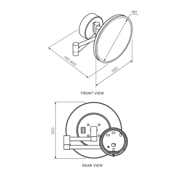 Parisi Tondo II Round Magnifying X5 Mirror with Dual Light - Brushed Nickel