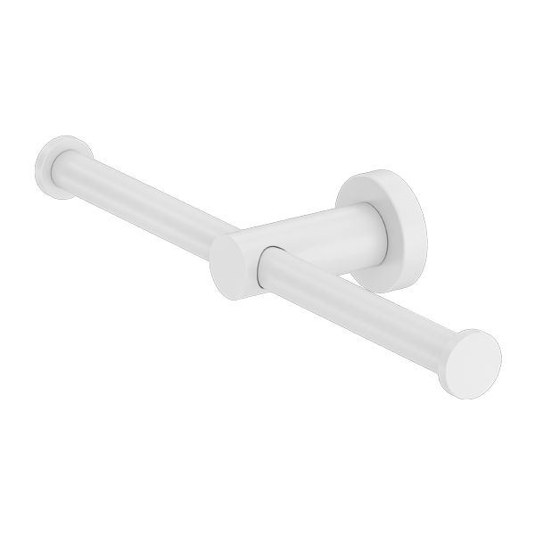 Nero Mecca Double Toilet Roll Holder - Matte White-NR1986DMW-blue-leaf-bathware