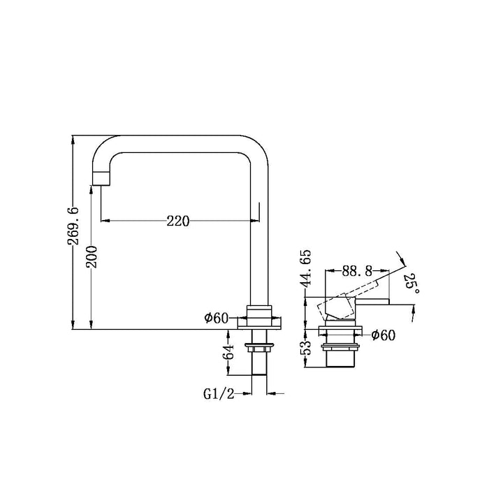 Nero Mecca Hob Basin Mixer Square Swivel Spout - Chrome-NR221901cCH-blue-leaf-bathware