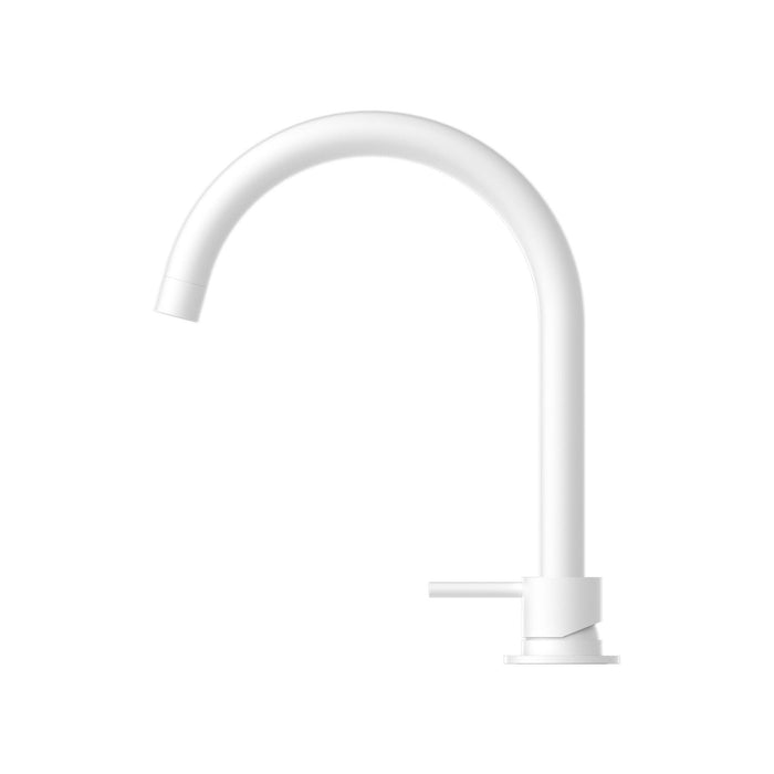 Nero Mecca Hob Basin Mixer Round Swivel Spout - Matte White-NR221901bMW-blue-leaf-bathware