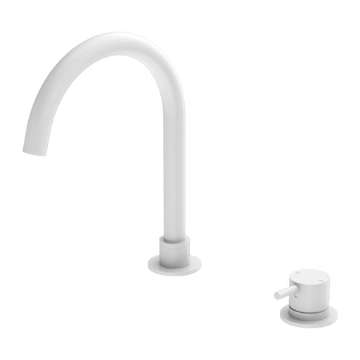 Nero Mecca Hob Basin Mixer Round Swivel Spout - Matte White-NR221901bMW-blue-leaf-bathware