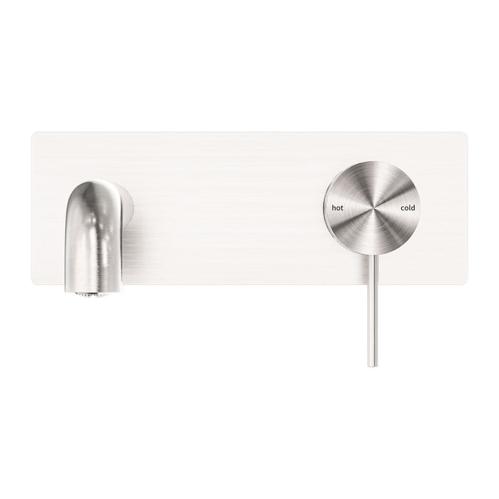 Nero Mecca Wall Basin/Bath Mixer - Brushed Nickel-blue-leaf-bathware