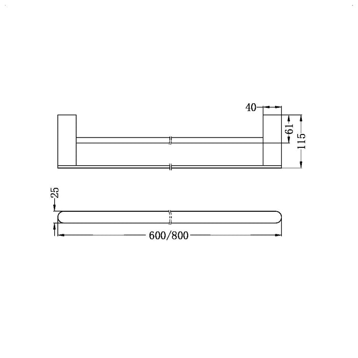 Nero Bianca Double Towel Rail - Brushed Nickel-blue-leaf-bathware