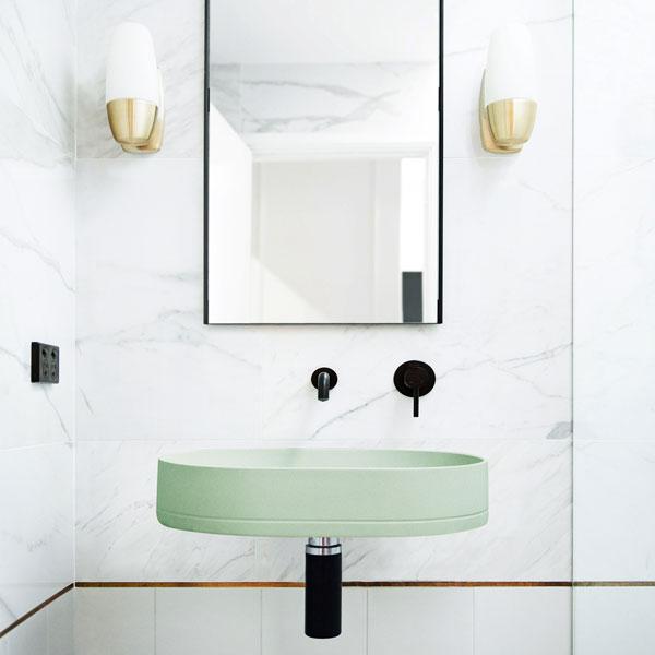Nood Co Pill Basin Wall Hung - 14 Colours-PL1-2-0-MI-blue-leaf-bathware