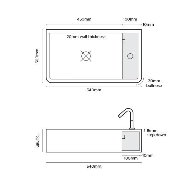 Nood Co Shelf 02 Wall Hung Basin - 14 Colours-SH2-2-NO-1-BL-blue-leaf-bathware