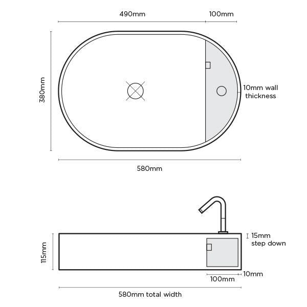 Nood Co Shelf Oval Wall Hung Basin - 14 Colours-SHO-2-NO-1-BL-blue-leaf-bathware