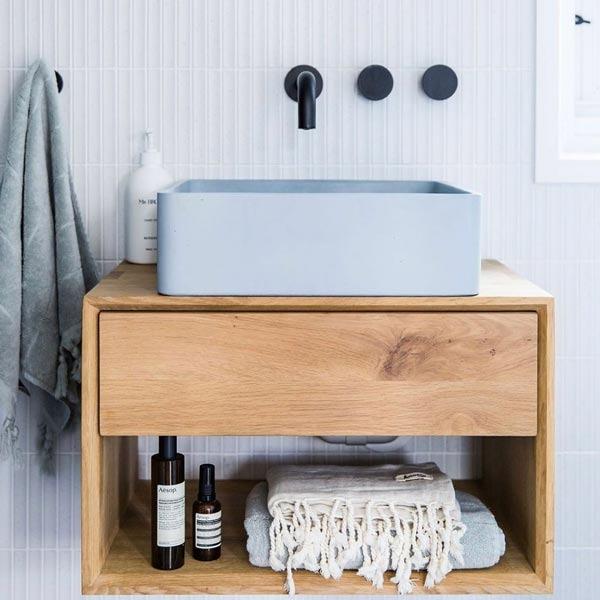 Nood Co Vesl Square Basin Surface Mount - 14 Colours-blue-leaf-bathware