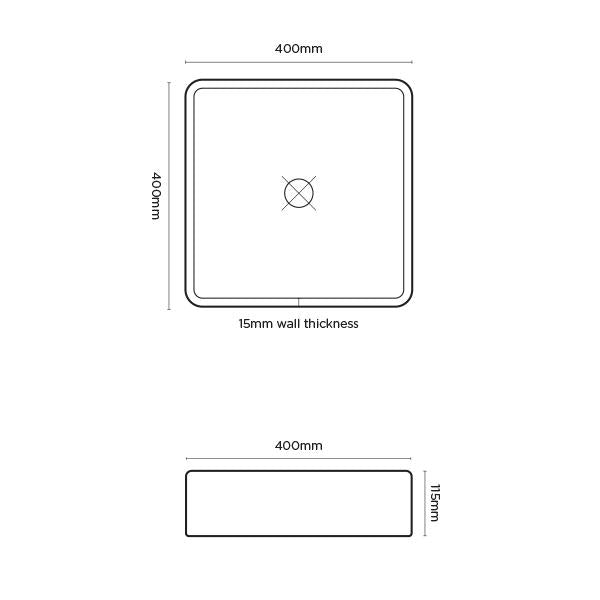 Nood Co Vesl Square Basin Wall Hung - 14 Colours-blue-leaf-bathware