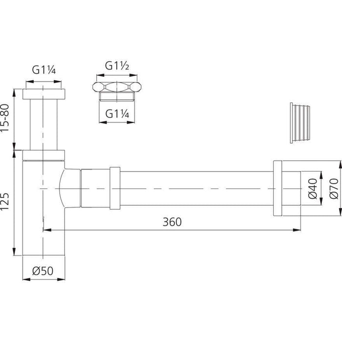 Oliveri Chrome Bottle Trap-ACC186-E-CH-blue-leaf-bathware