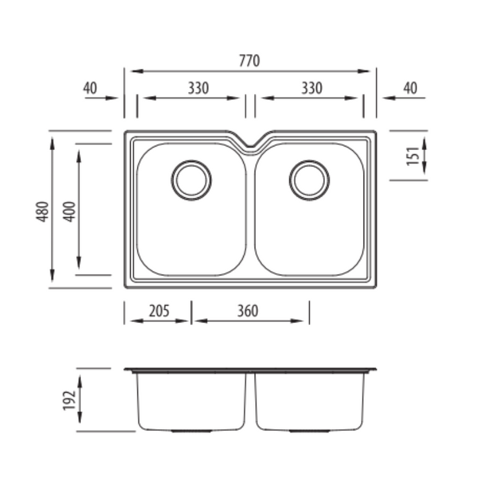 Oliveri Diaz Double Bowl Undermount Sink-DZ10U-blue-leaf-bathware