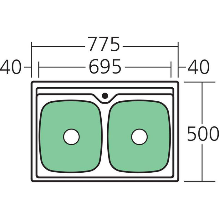 Oliveri Endeavour Double Bowl Universal Sink-EE23TU 1TH-blue-leaf-bathware
