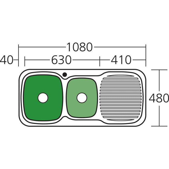 Oliveri Lakeland 1 & 3/4 Bowl Sink With Right Hand Drainer-LL136-blue-leaf-bathware