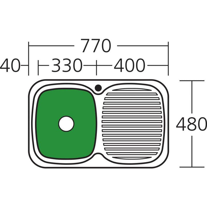 Oliveri Lakeland Single Bowl Sink With Right Hand Drainer-LL116-blue-leaf-bathware
