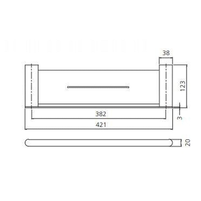 Oliveri Madrid Brushed Nickel Metal Shelf 420mm-MA891A07BN-blue-leaf-bathware
