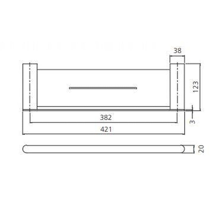 Oliveri Madrid Matte Black Metal Shelf 420mm-MA891AC3MB-blue-leaf-bathware