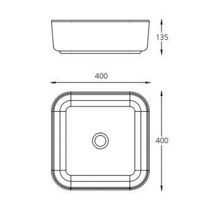 Oliveri Naples Counter Top Square Basin-NA3721-blue-leaf-bathware
