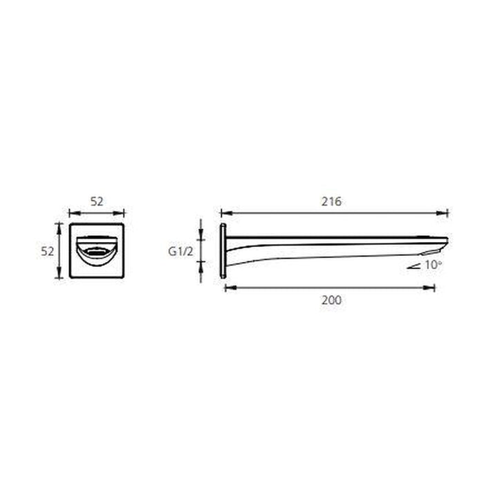 Oliveri Paris Brushed Nickel Wall Spout-PA102200BN-blue-leaf-bathware