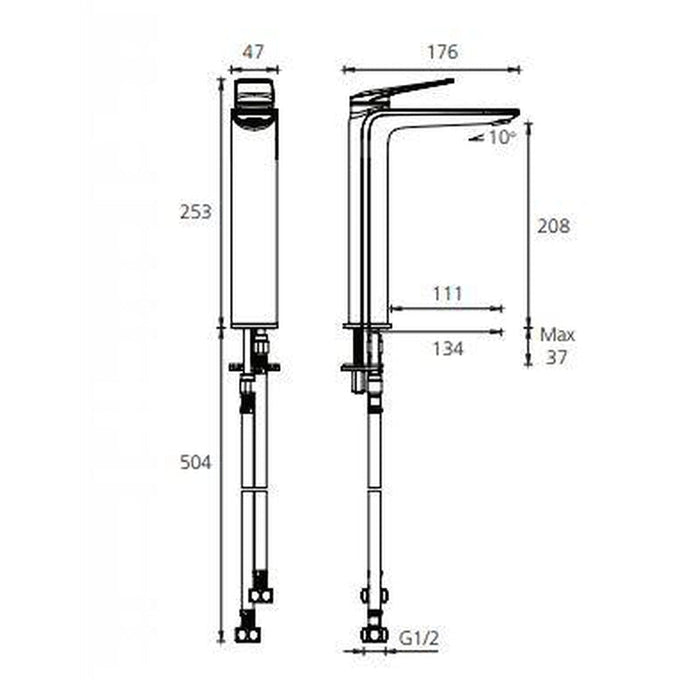 Oliveri Paris Chrome Tower Basin Mixer-PA070520CR-blue-leaf-bathware