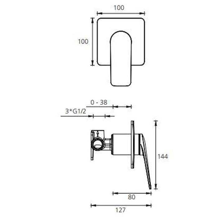 Oliveri Paris Matte Black Wall Mixer-PA100516MB-blue-leaf-bathware