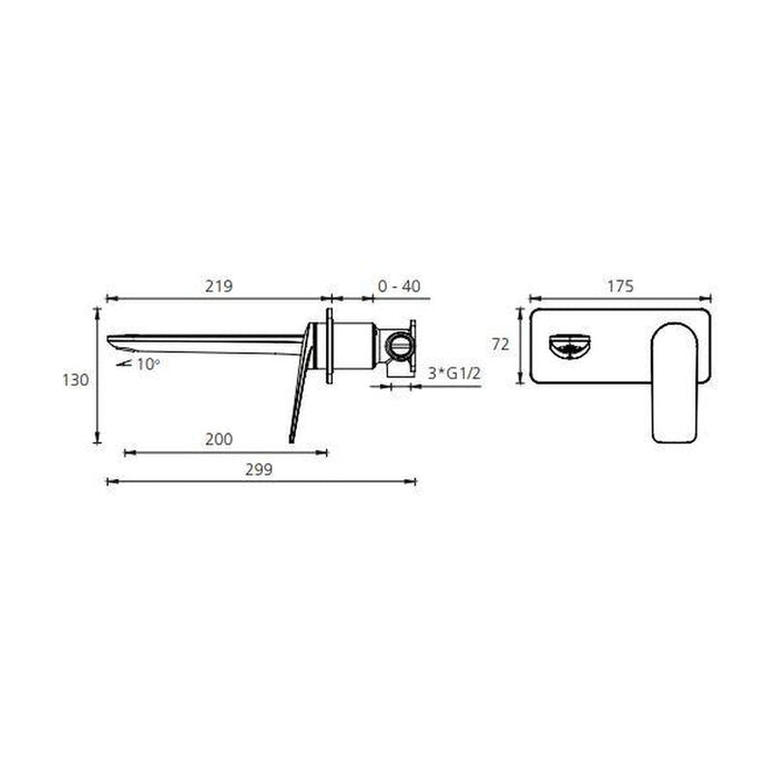 Oliveri Paris Matte Black Wall Mixer Set-PA102516MB-blue-leaf-bathware