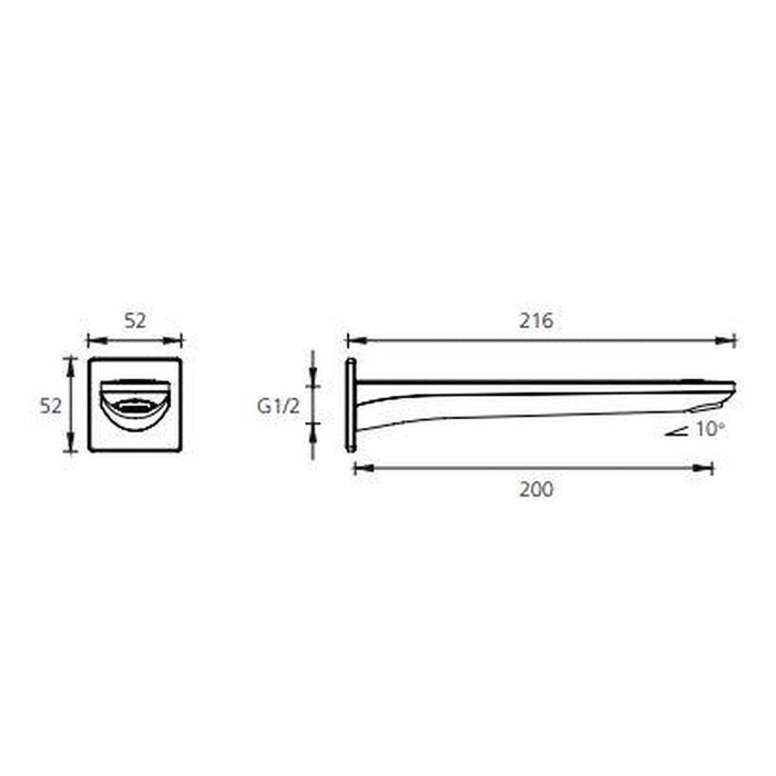 Oliveri Paris Matte Black Wall Spout-PA102206MB-blue-leaf-bathware