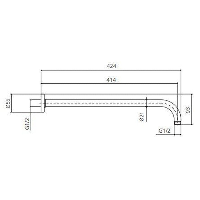 Oliveri Rome Matte Black Wall Mounted Shower Arm-RO15240MB-blue-leaf-bathware