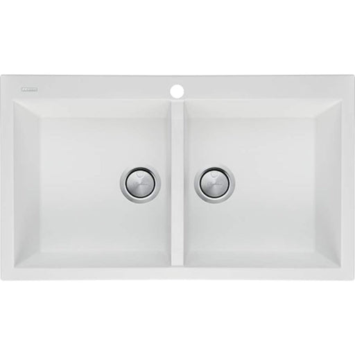 Oliveri Santorini White Double Bowl Topmount Sink-ST-WH1564-blue-leaf-bathware