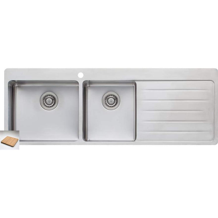 Oliveri Sonetto 1 & 3/4 Bowl Topmount Sink With Right Hand Drainer-SN1011-blue-leaf-bathware