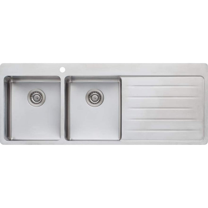 Oliveri Sonetto Double Bowl Topmount Sink With Right Hand Drainer-SN1071-blue-leaf-bathware