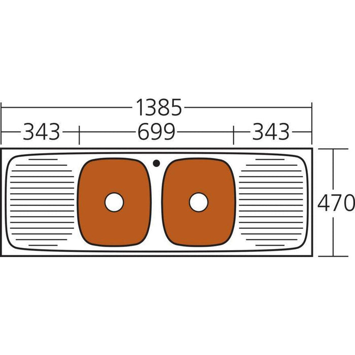 Oliveri Ultraform Double Bowl Sink With Double Drainer-UF13D 1TH-blue-leaf-bathware