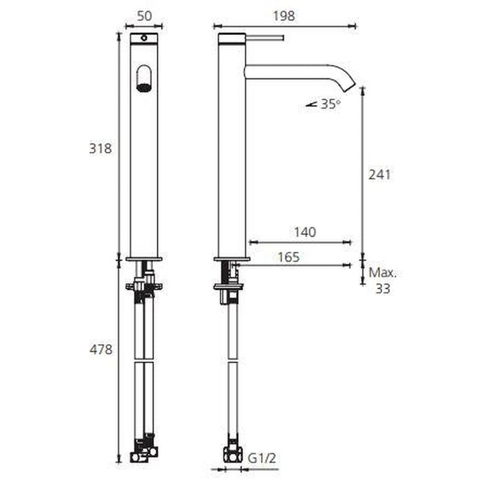 Oliveri Venice Chrome Curved Tower Basin Mixer-VE104500CR-blue-leaf-bathware