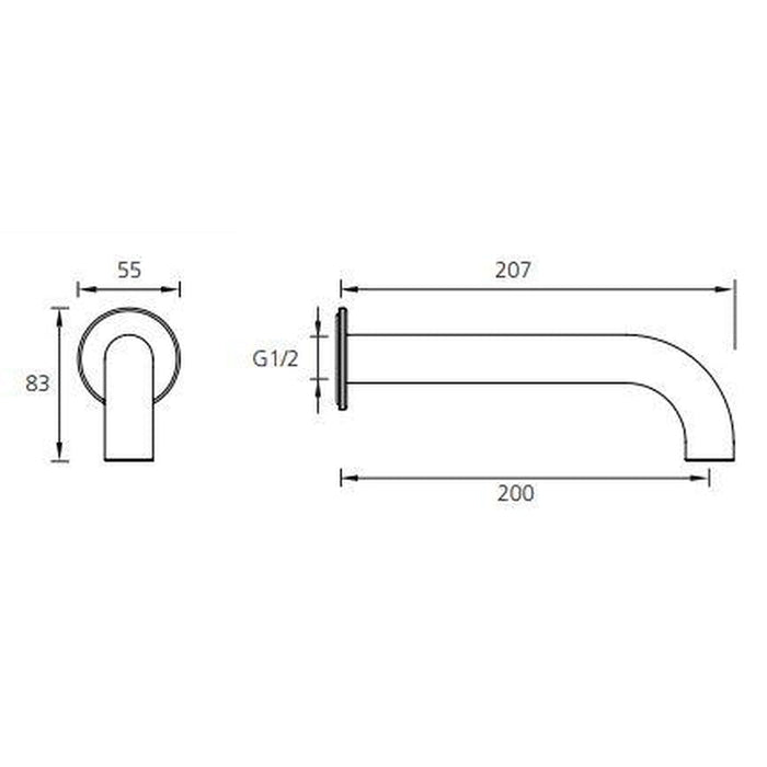 Oliveri Venice Chrome Curved Wall Spout-VE105200CR-blue-leaf-bathware