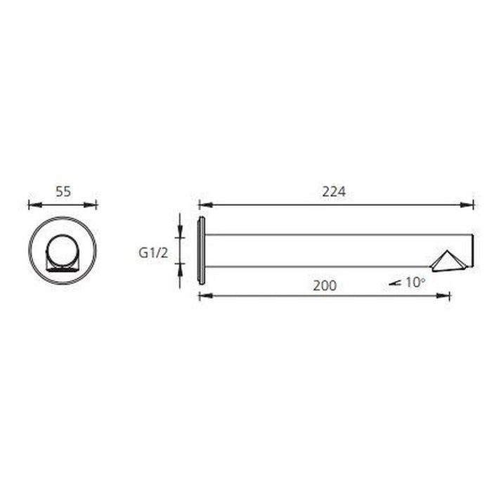 Oliveri Venice Chrome Straight Wall Spout-VE108200CR-blue-leaf-bathware