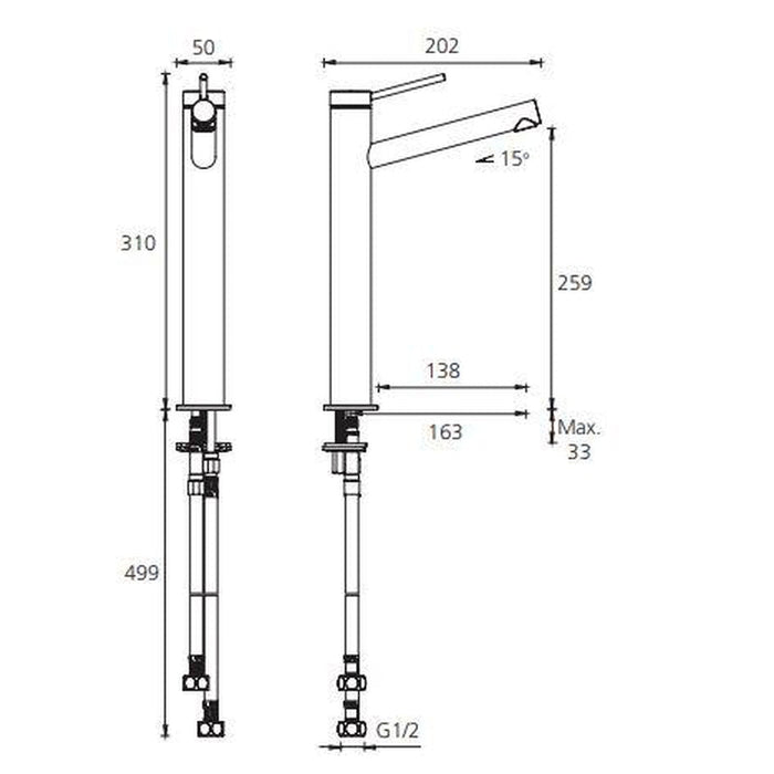 Oliveri Venice Chrome Uplift Tower Basin Mixer-VE110500CR-blue-leaf-bathware